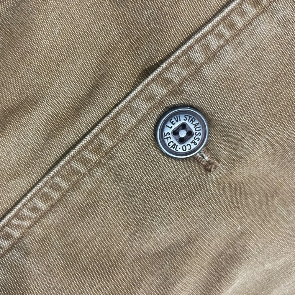Levi Strauss Mens Canvas Chore Coat Tan Brown Corduroy Collar Field Jacket XL